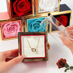 Eternal Rose Gift Box with Double Heart Necklace