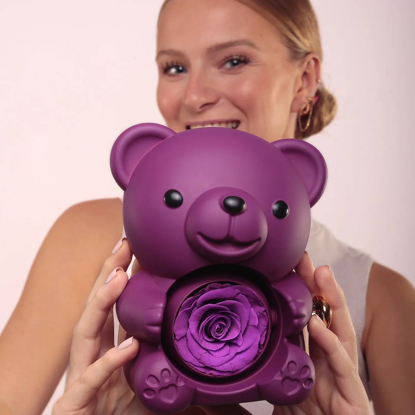 Eternal Rose Bear & Personalized Necklace