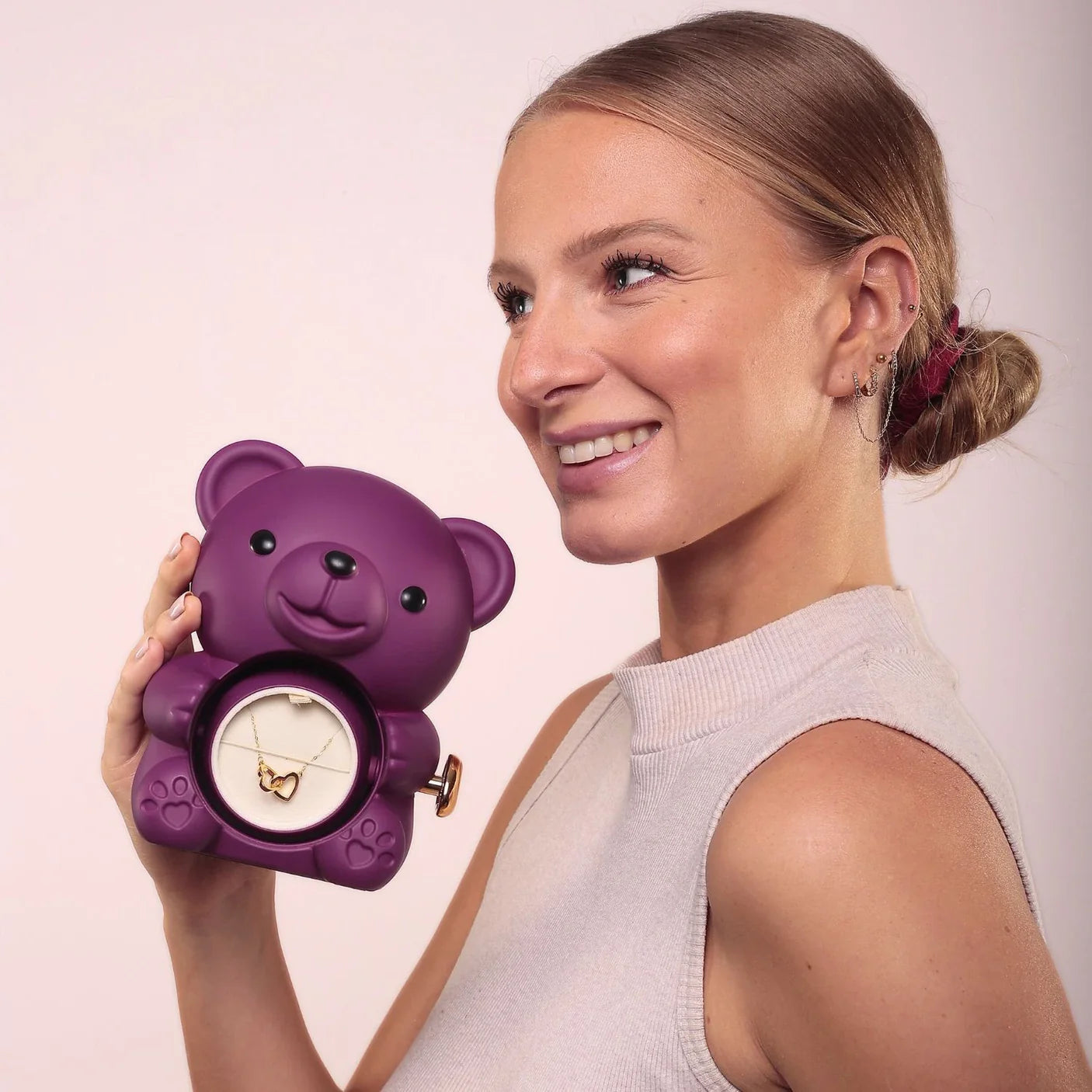 Eternal Rose Bear & Personalized Necklace