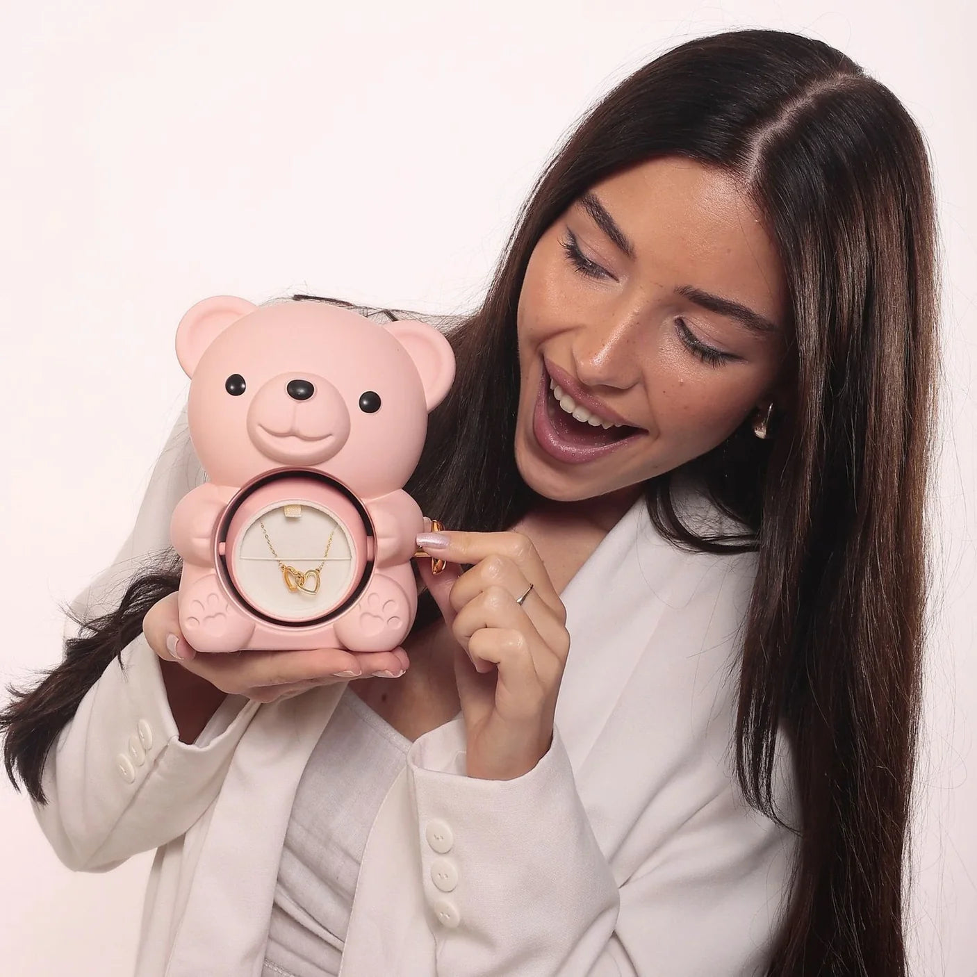 Eternal Rose Bear & Personalized Necklace