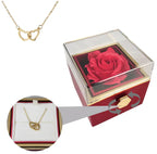 Eternal Rose Gift Box with Double Heart Necklace