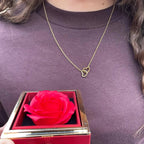 Eternal Rose Gift Box with Double Heart Necklace