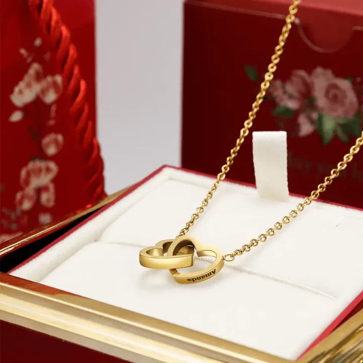 Eternal Rose Gift Box with Double Heart Necklace