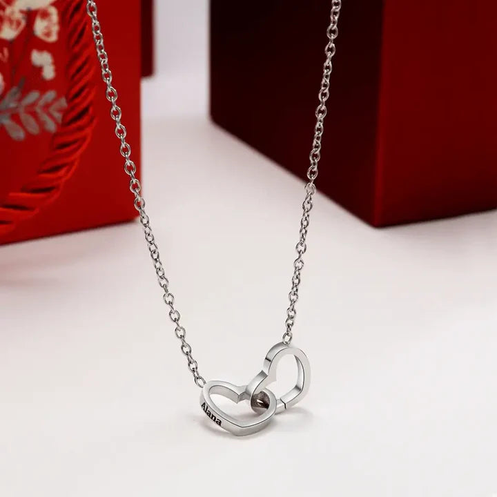 Eternal Rose Gift Box with Double Heart Necklace